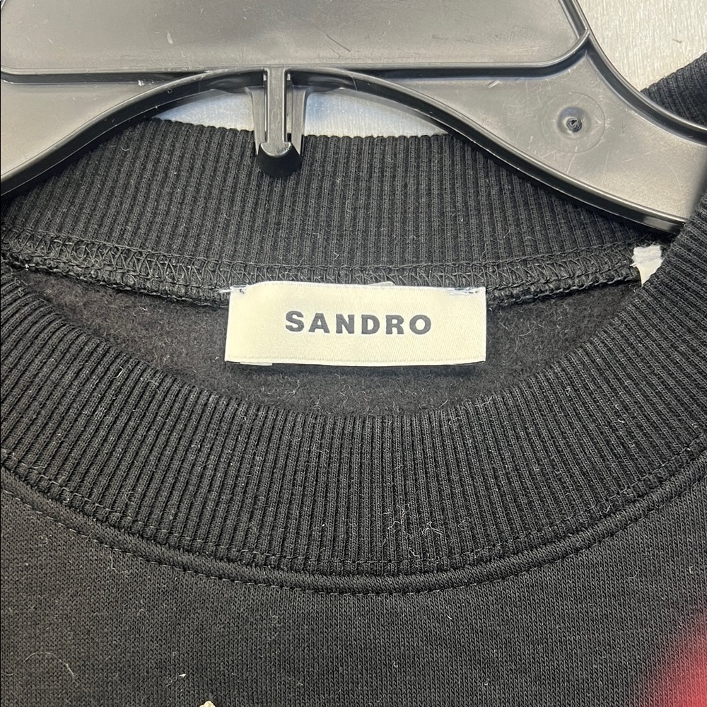 Sandro Black Sweatshirt with Heart Embroidery - Picture 2 of 4